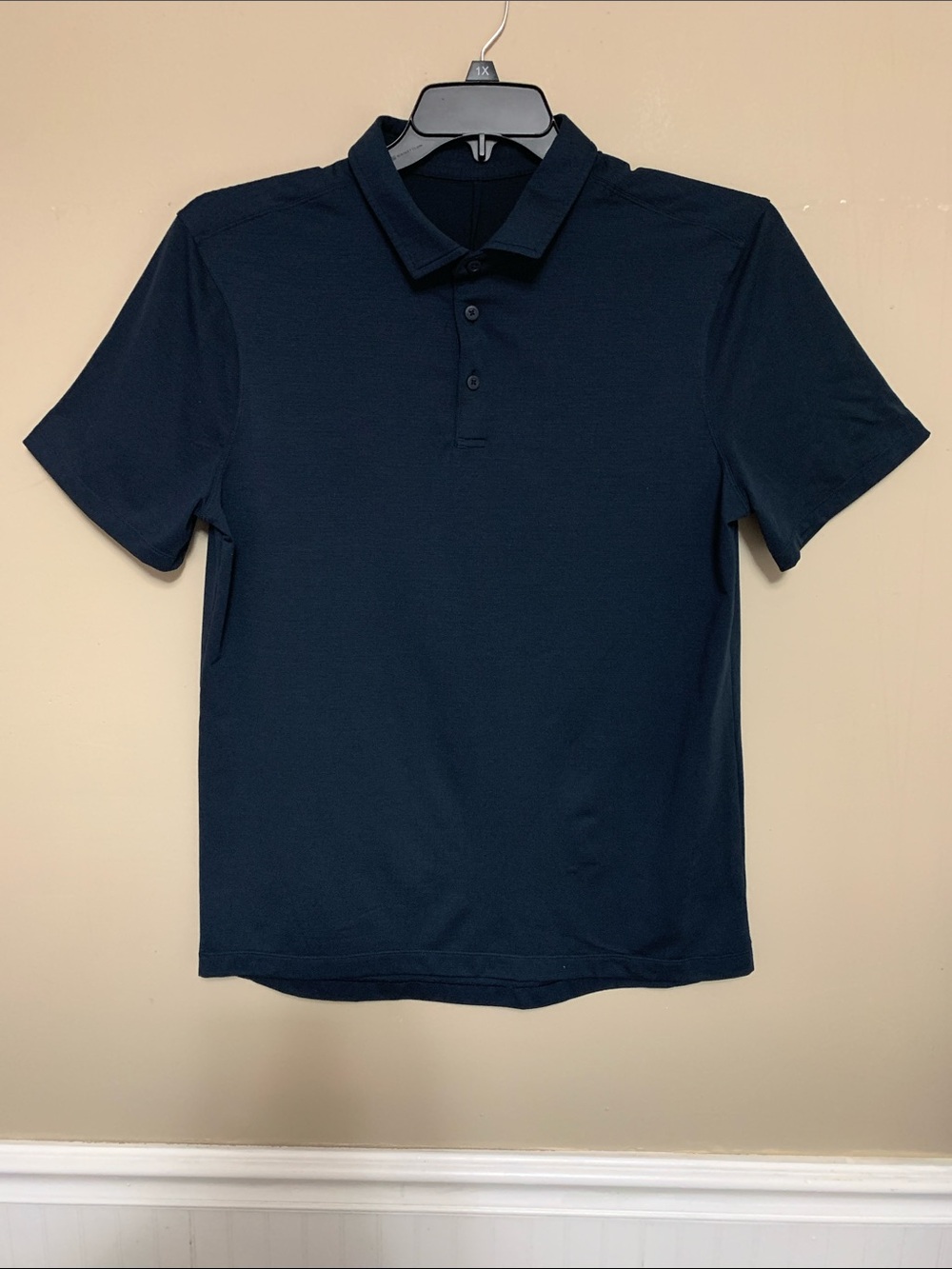 Lululemon Men’s Evolution-Sleeve Large 42” Club Blue Polo Shirt Golf Office